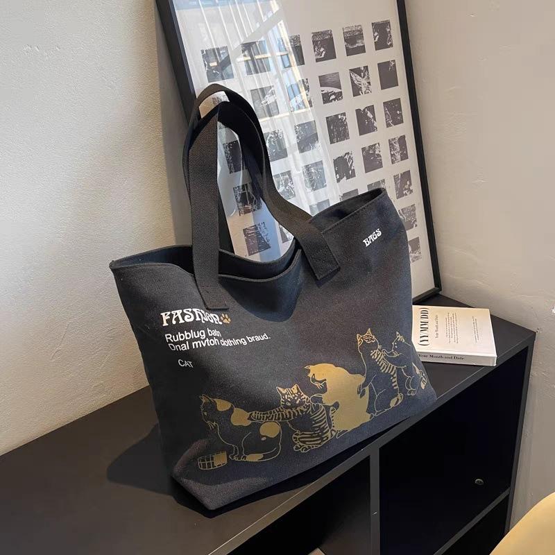 Frühling und Sommer Große Kapazität Canvas Tasche, Modische Damen Einzel Schulter Handtasche, Studentische Frühjahrs-Ausflugs-Reisetasche