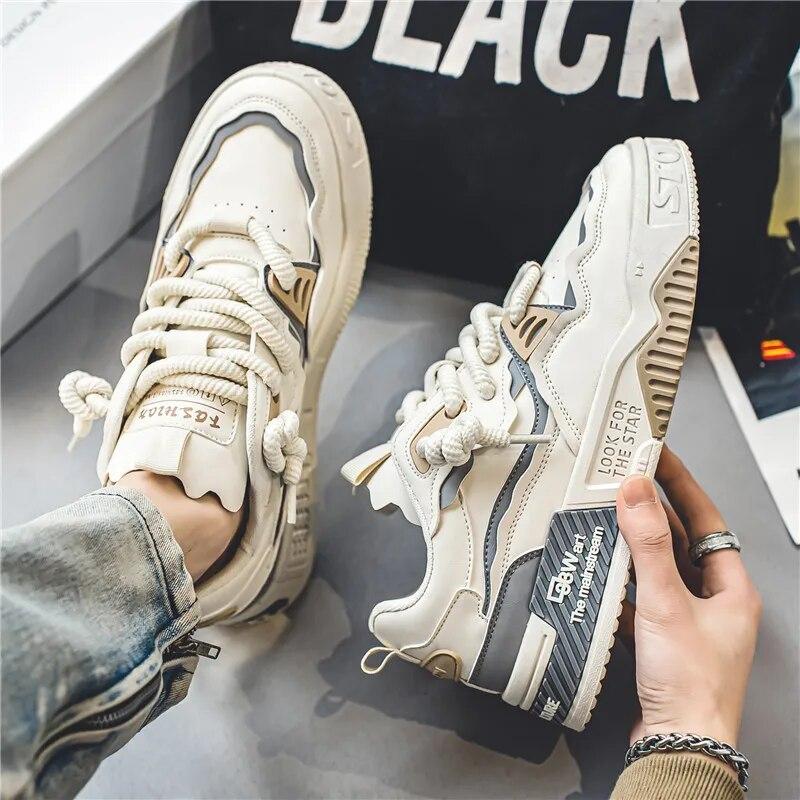 Mens Trendy Skate Shoes Comfy N Slip Casual Lace Up Sneakers for Mens Outdoor Activities