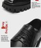 British Niche Square Toe Leather Derby Shoes - Men's Black Casual High-End Suit Footwear