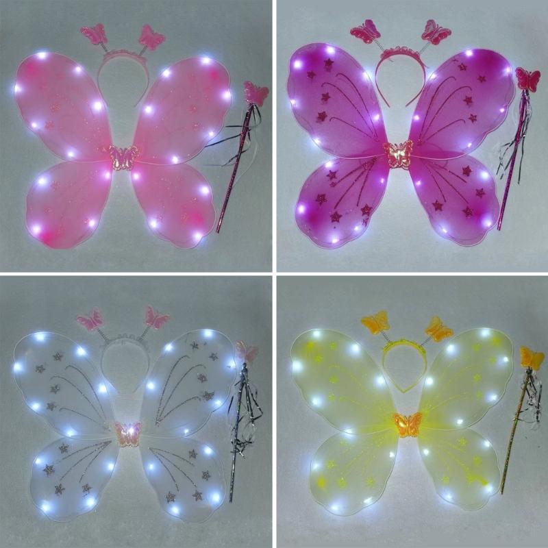 Scintillante Carina Sognante Fata Principessa Angelo Bacchetta Farfalle Ala Cerchietto Festa di Compleanno Halloween Cosplay Costume Accessorio
