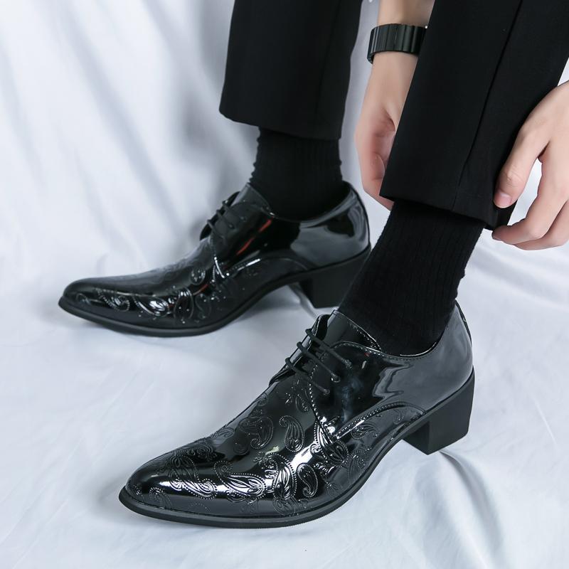 Luxury Designer New Arrival Men's Charm Blue Black Pointed Lace Up Shoes Male Formal Wedding Prom Dress Prom Loafers Homecoming