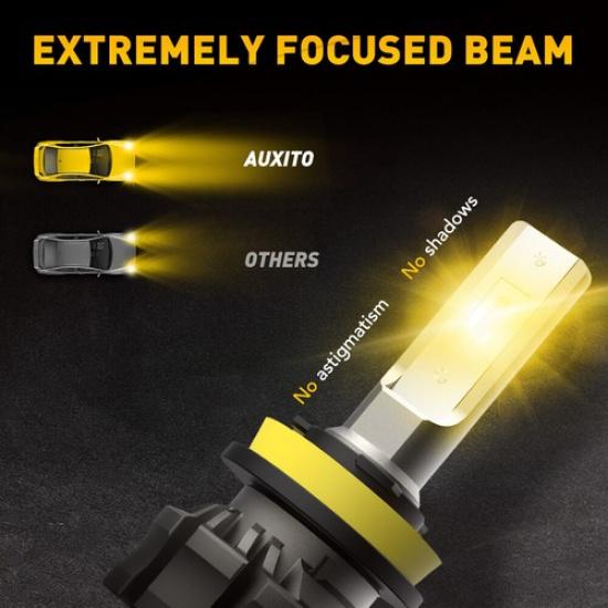 AUXITO H11 H8 LED Foglight High Low Beam Bulb DRL Golden Yellow Fanless B3F EOA
