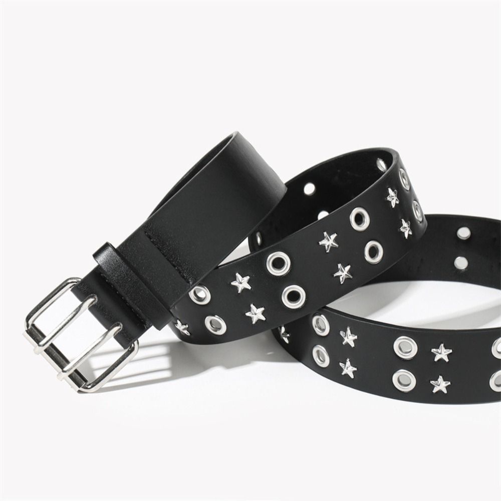 Pin Buckle Star Rivet Belt Luxury Design Punk Waistband  Paired with Skirts Jeans