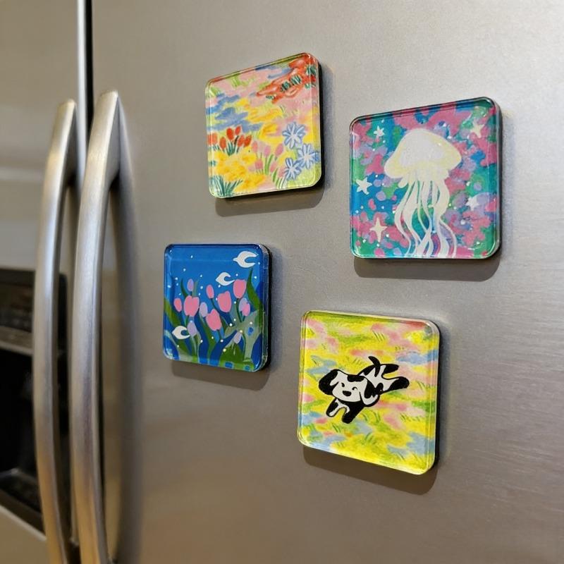 Diy Fridge Magnets Kit Acrylic Blank Refrigerator Magnets With Adhesive Backing Ferrite Magnets For Craft Home Office Decor