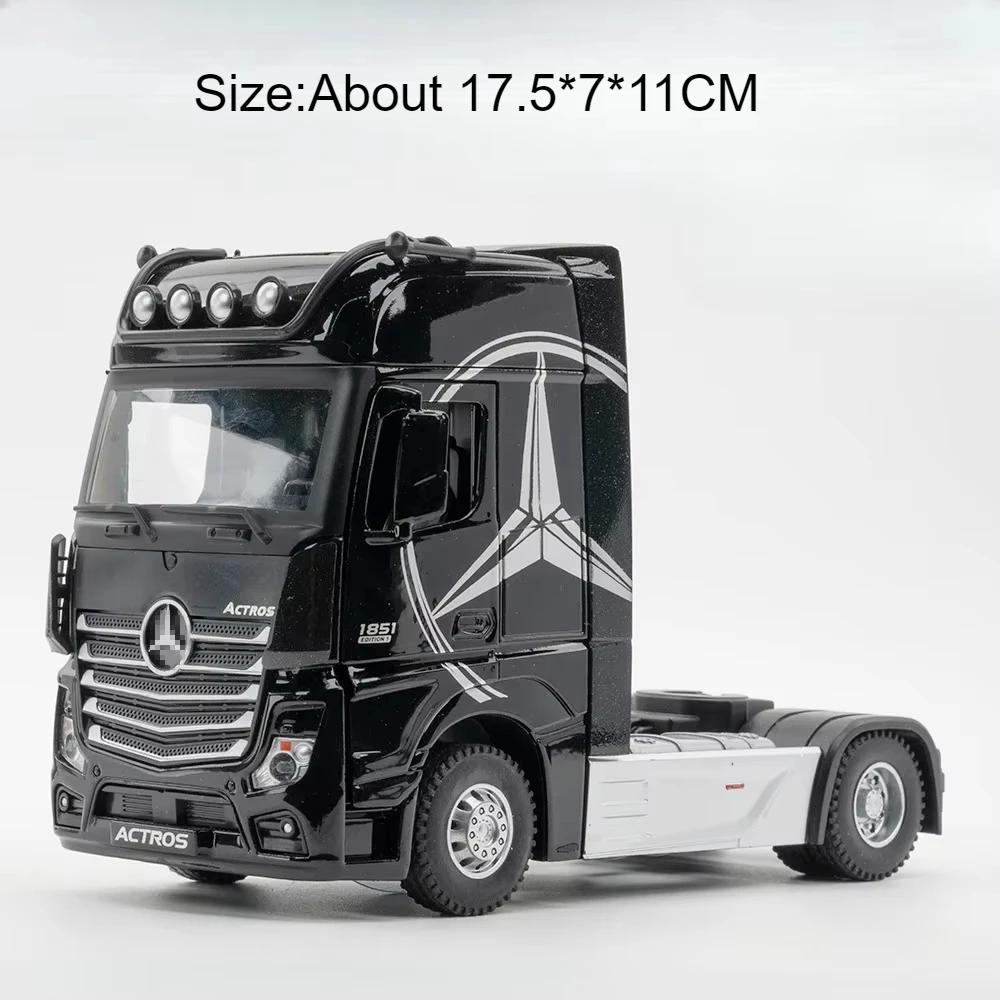 1:36 Actros Alloy Trailer Truck Models Toys Diecast Car Doors Openes Sound Light Rubber Tires Miniature Vehices Children's Gifts