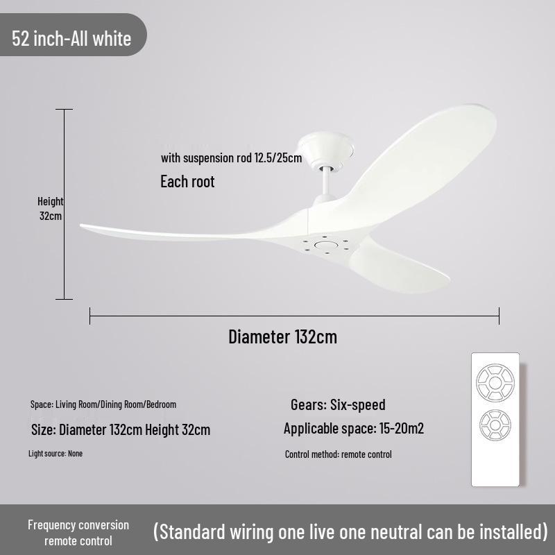 Nordic Silent Ceiling Fan Light with Wood Grain for Coffee Shop or Restaurant Decor