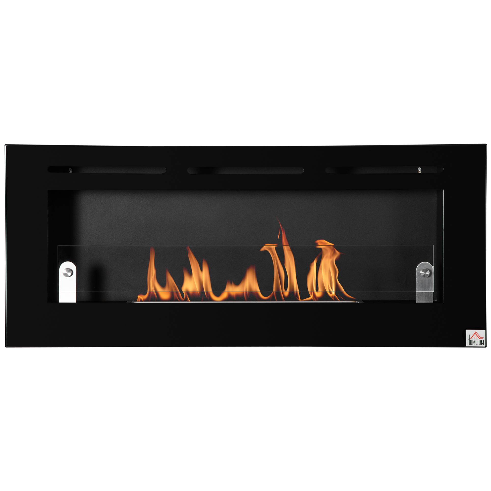Brûleur de cheminée au bioéthanol mural intégré 2,8 L Environ 3,5 H Temps de combustion Faible. 102L X 16l X 43H Cm Couverture 25 30 M² Métal