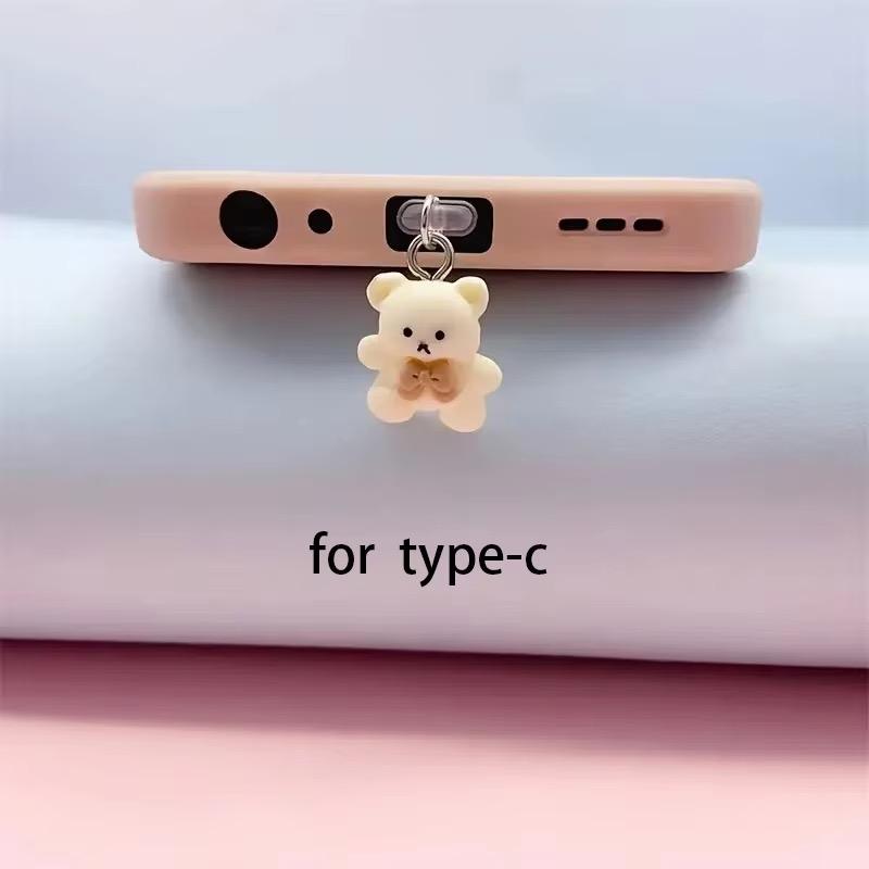 Cute Teddy Bear Phone Dust Plug For Iphone For Samsung Type-C Interface Decorative Accessories Dust Cover Dust Cover Kawaii
