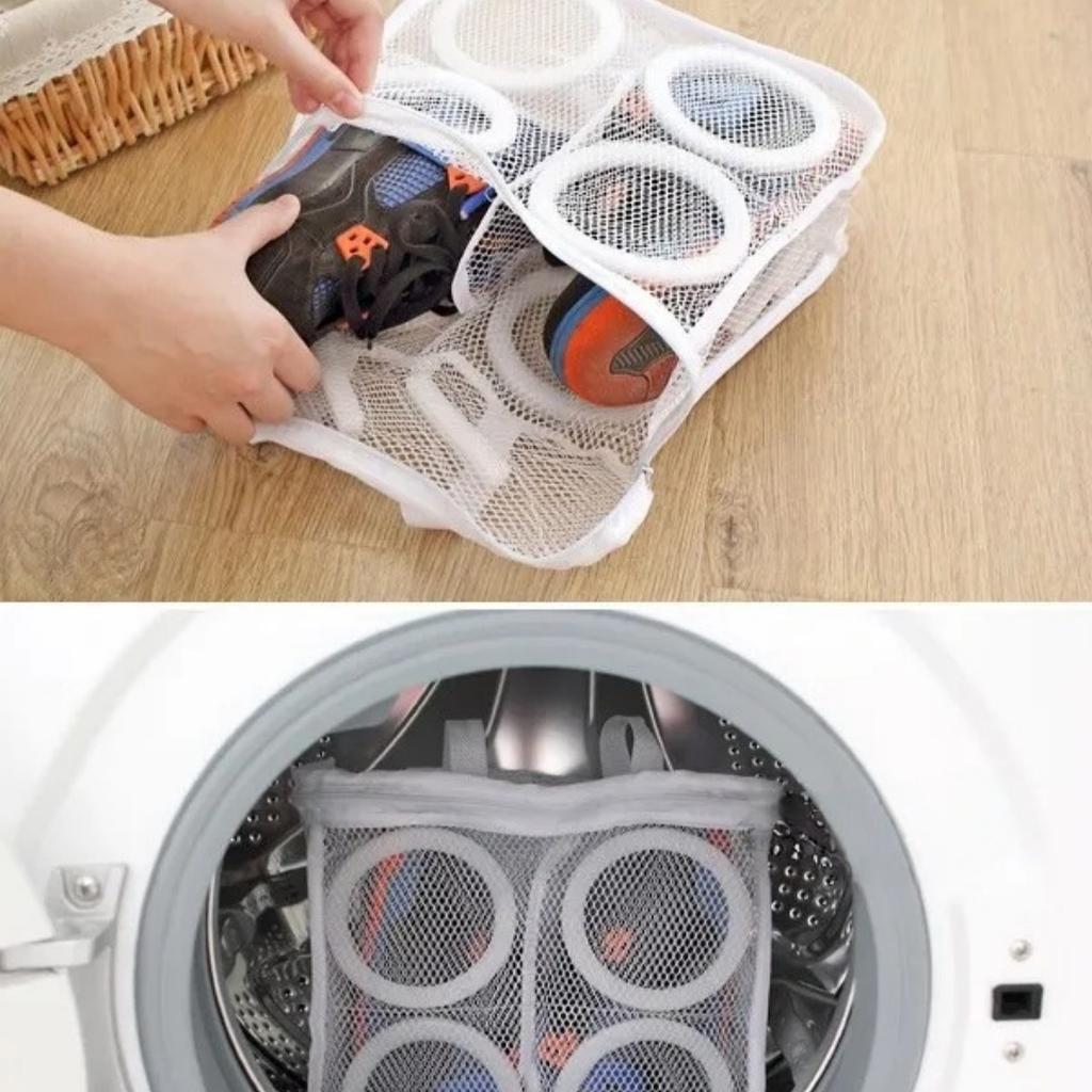 1pc Shoe Washing Hanging Bag Household Anti-deformation Washing Bags Home Using Protects Shoes Mesh Bag Laundry Storage Organiza