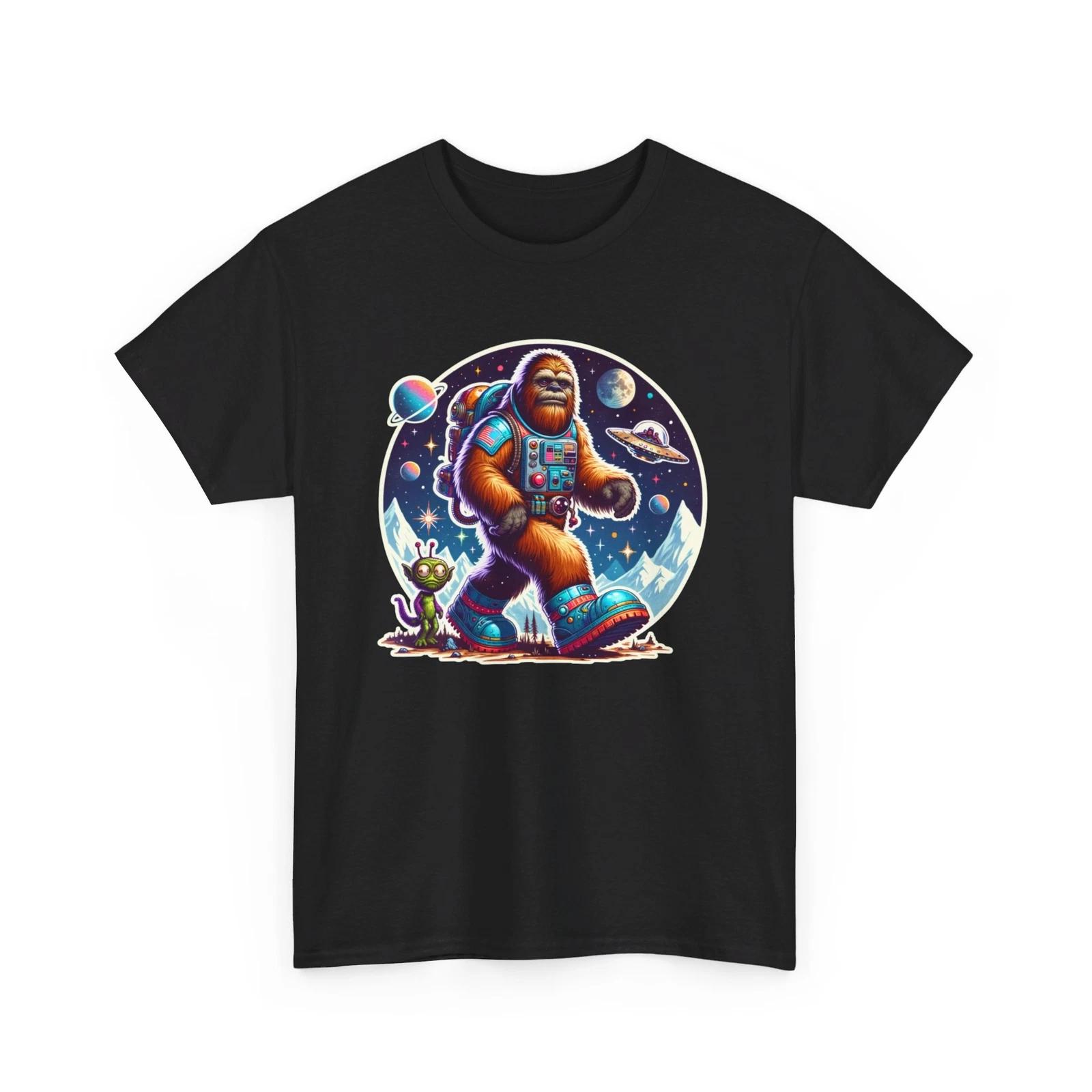 Unisex Adult T Shirt Retro Space Sasquatch Bigfoot Alien Sci Fi Gift Funny Tee 3XL