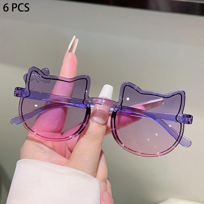 1/6 Pcs Cute Kitten Shaped Kids Sunglasses  New Gradient Candy Color Decor Shades for Girls Ins Trendy Design Sun Glasses