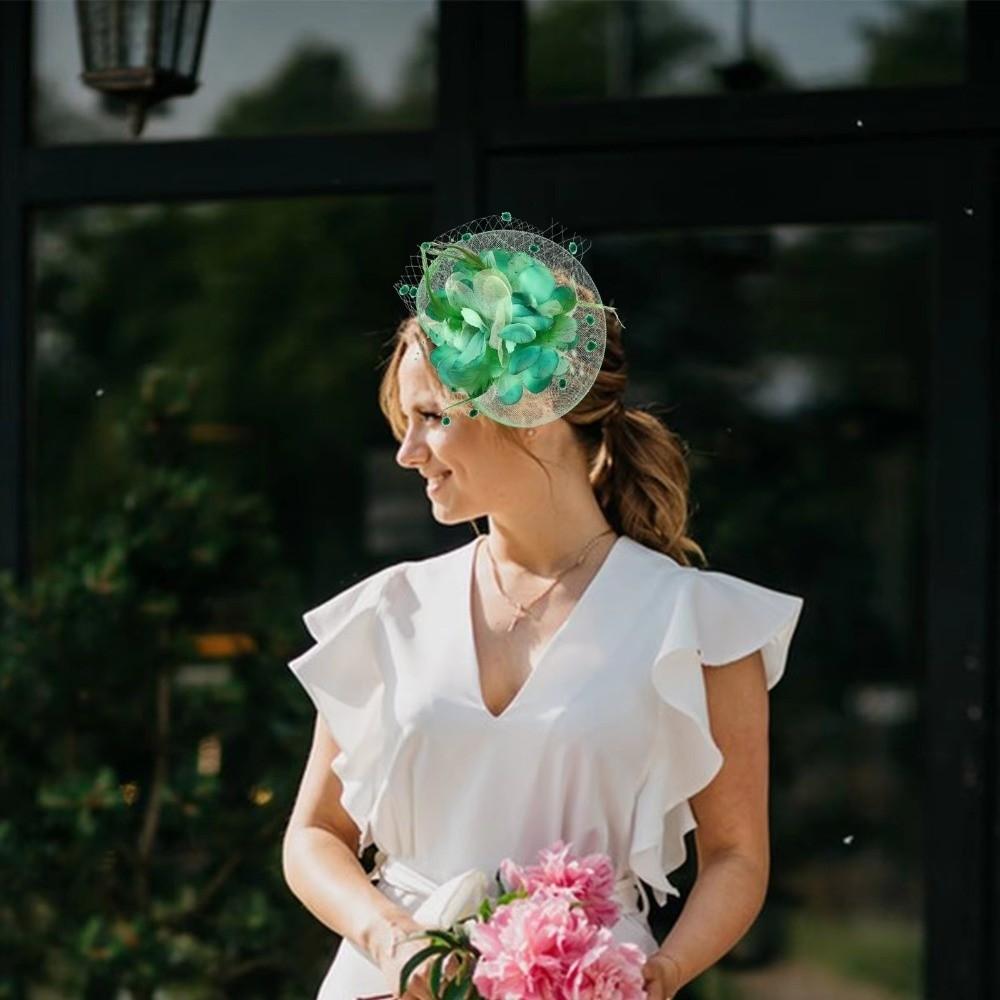 Elegant Veil Hat Headwear Feathers Bride Headdress Vintage Mesh Fascinator Hat  Party