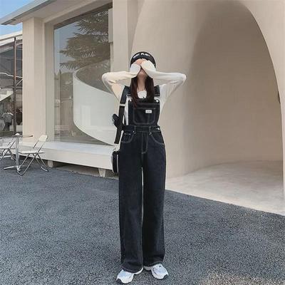 2024 Modischer Jeans-Overall mit hoher Taille und geradem, weitem Bein für Damen – Frühjahrs- und Herbstkollektion