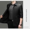 Men's Casual Sheepskin Leather Jacket: Turn-Down Collar, Ideal for Spring/Autumn, Perfect for Middle-Aged and Elderly.