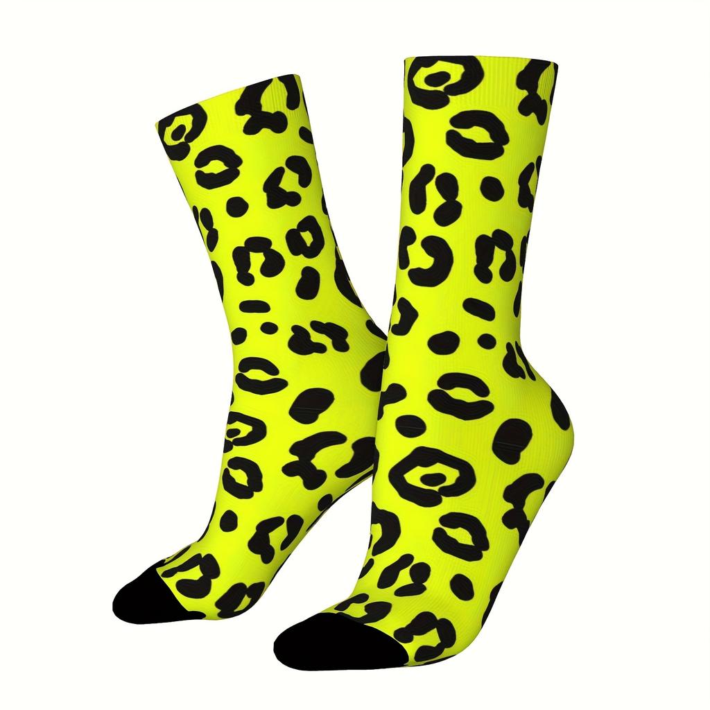1 Pair Unisex Outdoor Sock Featuring Leopard Print Design,Mid-Calf Length,Machine Washable,Suitable for Outdoor Sport Enthusiast