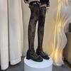 Lace Thigh High Socks With Rose Pattern Hollows Out Design Breathable Over Knee Stockings For Women Comfortable Polyester