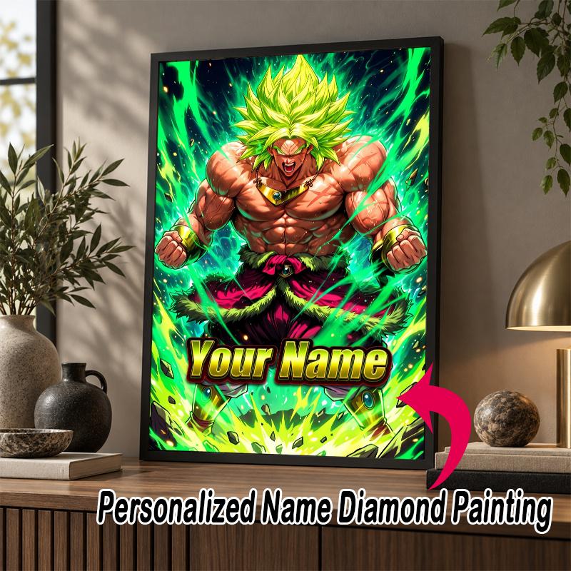 Personalized Broly Diamond Art Custom Name 5D Diamond Painting Full Drill DIY Craft