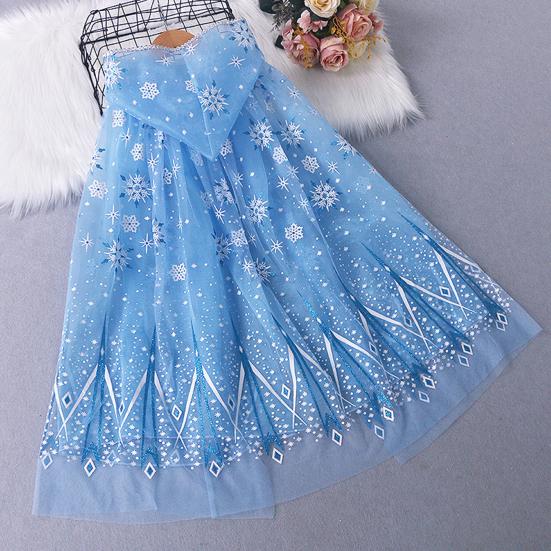 Dívky Plášť s kapucí Hvězda Sněhové vločky Paví peří Průsvitný Volán Tyl Scénické představení Cosplay Kostým Děti Oblékání Princezna Cape Šátek