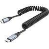 100W Carp USB C UseBean USB Gen2x2 Stretchable Spring Spiral Up To Coiled USB Type C PD Fast Charging 4K Video Monitor Compatible with iPhone iPad