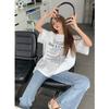 Fat MM black letters lazy slack short sleeve large version long t-shirt women's summer new loose large size top white