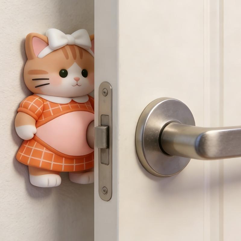 3D Katzenbauch Aufkleber Gummi Anti-Kollisions-Aufkleber Türstopper Stressabbau Spielzeug Lustiger Dekorations-Aufkleber für die Wand