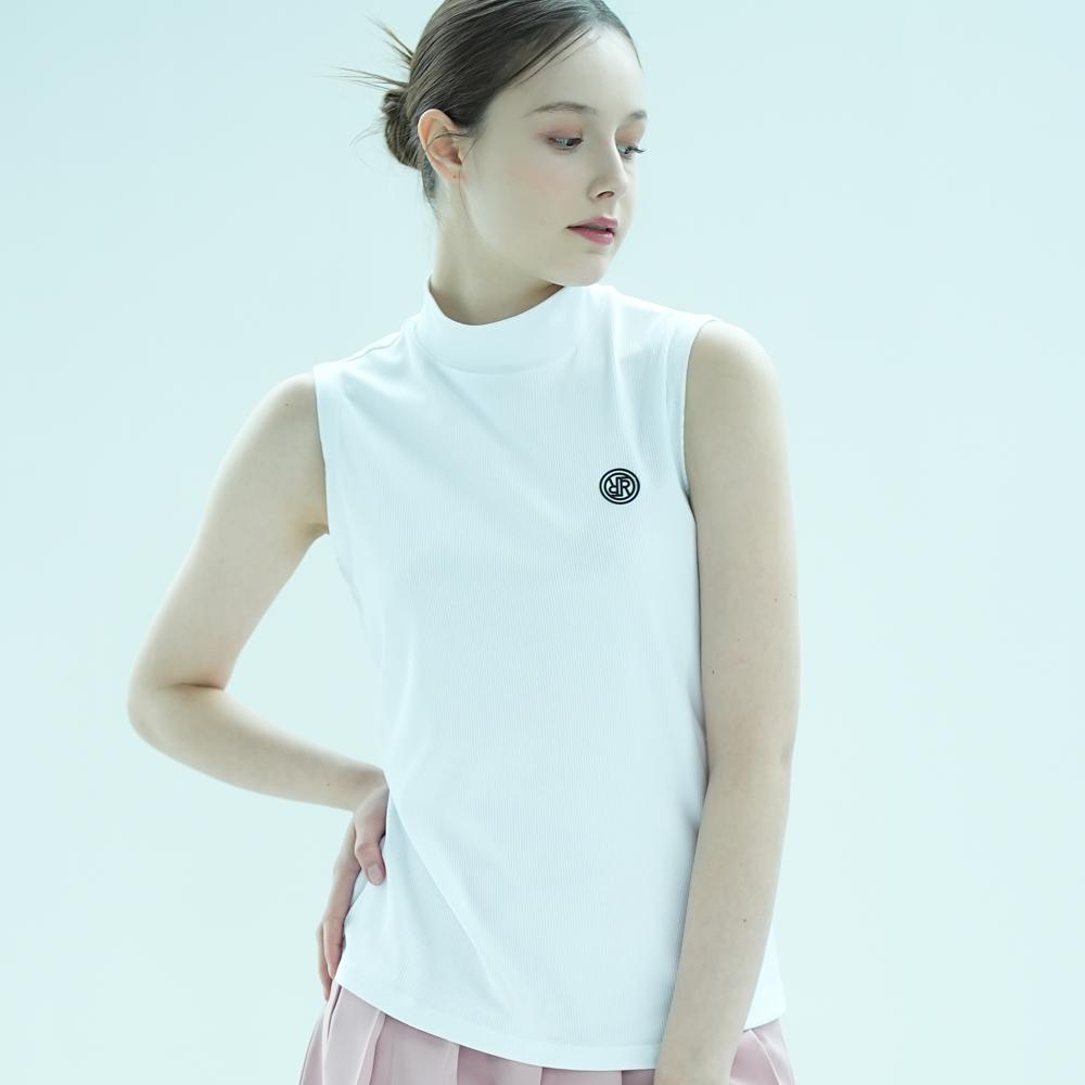 Trimer Mock Neck Asymmetrical Sleeveless White L(100)