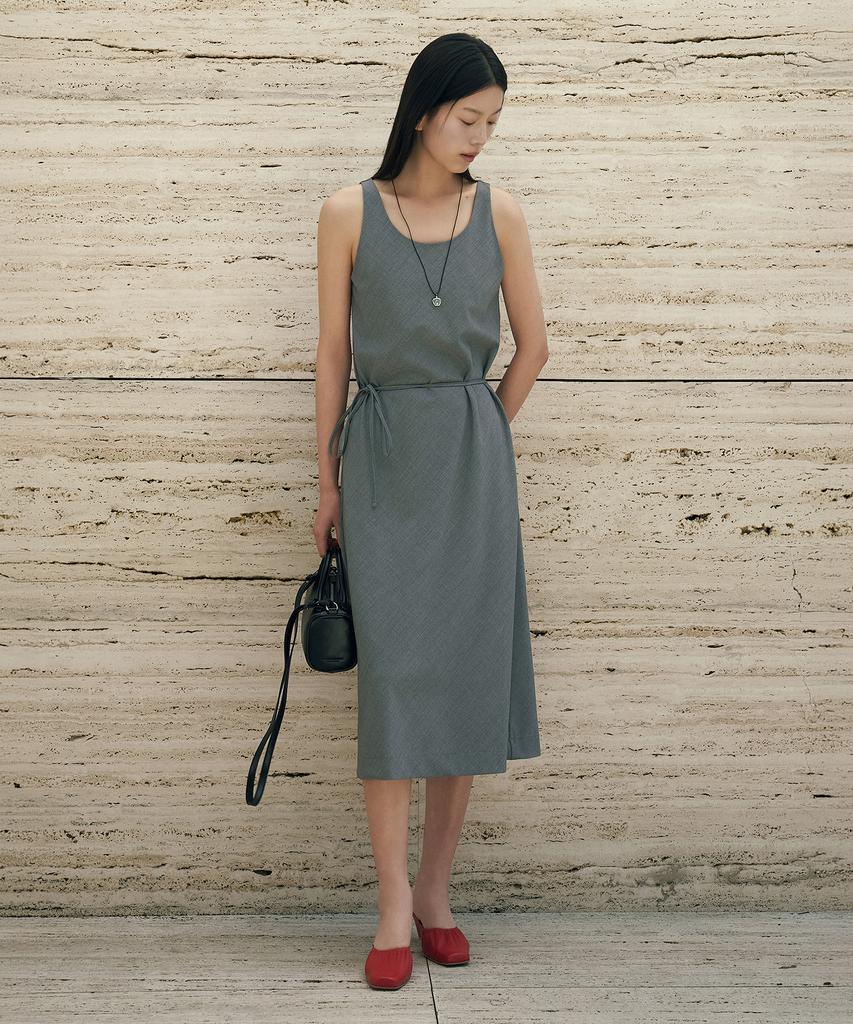 Siyajyu Sia8045 Classic Drape Long Dress_Melange Gray