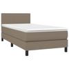 3139861 vidaXL Lit à sommier tapissier avec matelas Taupe 90x190 cm Tissu