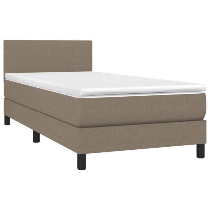 3139861 vidaXL Lit à sommier tapissier avec matelas Taupe 90x190 cm Tissu