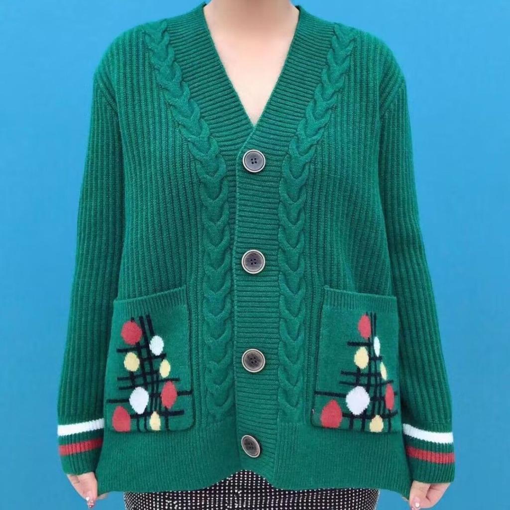 Autumn Winter Women's Knitted Cardigan Sweater Thickened Plus Size Cardigan Jacket V-neck Twist Loose Knitted Short Jacket