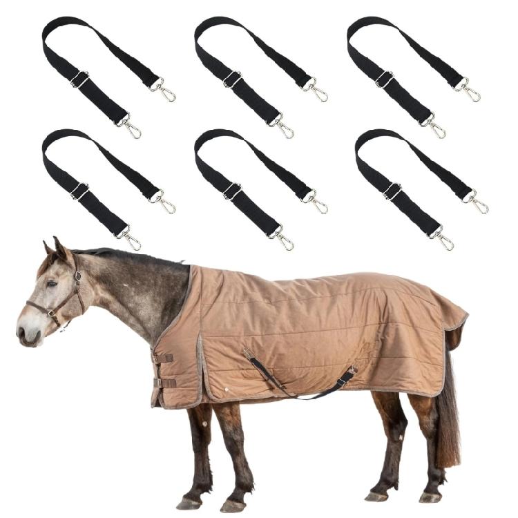 Horse Blanket Replacement Elastic Leg Straps Double Clips Stretchy Tail Strap Durability Secure for Horse Blanket