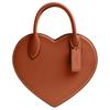 20 Brand Logo Zipper Closure Leather Heart Bag Handbag Small Women's Brown