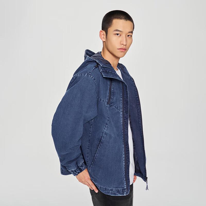 Lee Men's Dark Blue Comfort Fit Hooded Denim Jacket