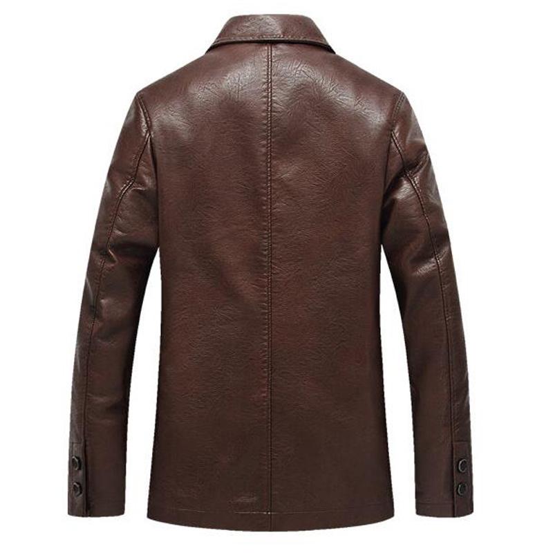 Läderjacka Herr Mjuk PU Herr Business Casual Kappor Man Jaqueta Masculinas Inverno Couro Stor Storlek XXXL 4XL