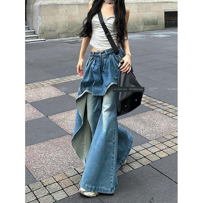 

Fashion Retro Washed Primary Color Gallery Shape Machete Denim Children s Summer New Arrival Sexy Stylish Mop Trousers Flared Pants S