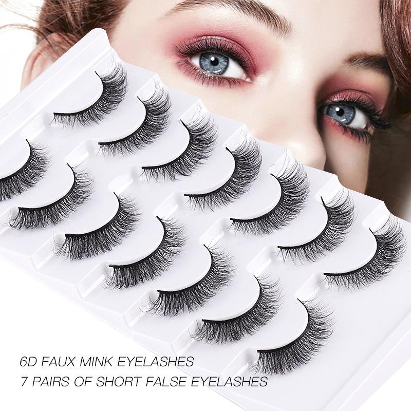 7 Pairs Of Chemical Fiber False Eyelashes Simulation Curled Thick Short Eyelashes