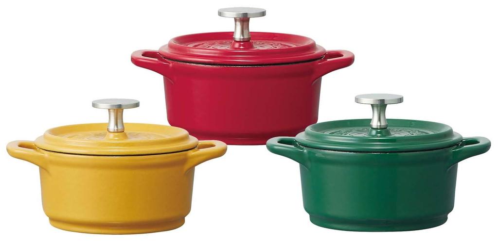 Skater Cocotte Pot, Induction Compatible, Double-Handled, Oven Cooking Pot, Iron, Enameled, Pumpkin Yellow, 16cm, INCT16N-A