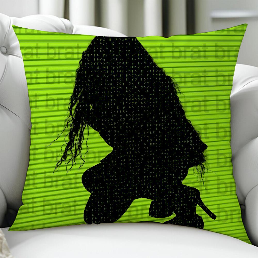 Singer CCharli XXCX Brat Cushion Cover Birthday Anniversary Gifts Double Sided Printed Zipper Cushion Cover Soft Skin Bedding