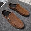Fashion leather Mens Half Slippers Breathable Mens Casual Shoes Outdoor Men Loafers Lazy Shoes Flats Comfortable Male Sneakers