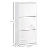 Shoe Cabinet Shoe Rack 3 Drop Down Doors 3 Compartments Wooden 60L X 26I X 124H Cm White Lacquered