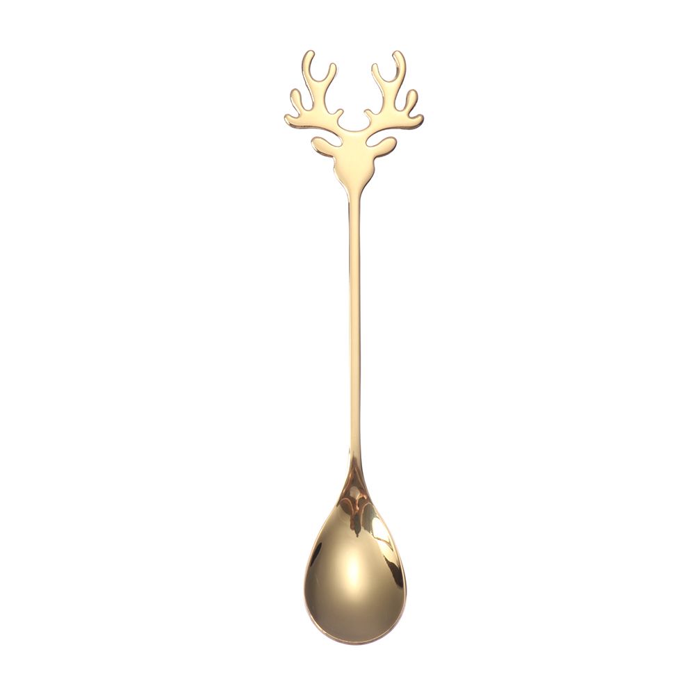 Tableware Stirring Spoon Christmas Deer Head Christmas Spoons Xmas Antlers Tea Scoop Coffee Scoops
