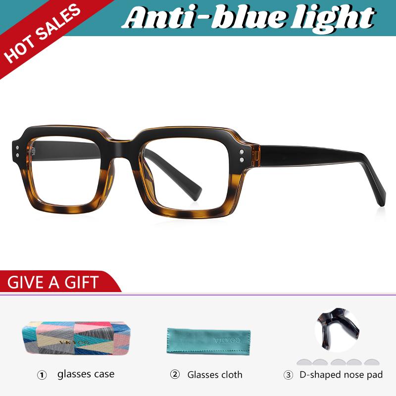 GENEVIEVE Simple Geometric Square Box Photochromic Anti-blue Light Glasses Polarized Sunglasses Can Be Customized Prescription