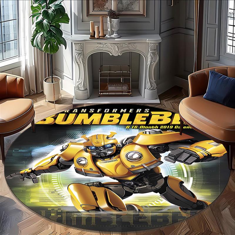 1pc Bumblebee2 Print Round Carpet Chair Round Carpet Suitable for Bedroom Living Room Home Decorative Carpet