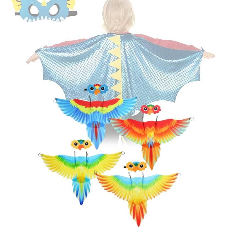 Colorful Kids Parrot Wings Cape And Bird Headpiece Ideal For Halloween And Christmas Celebrations