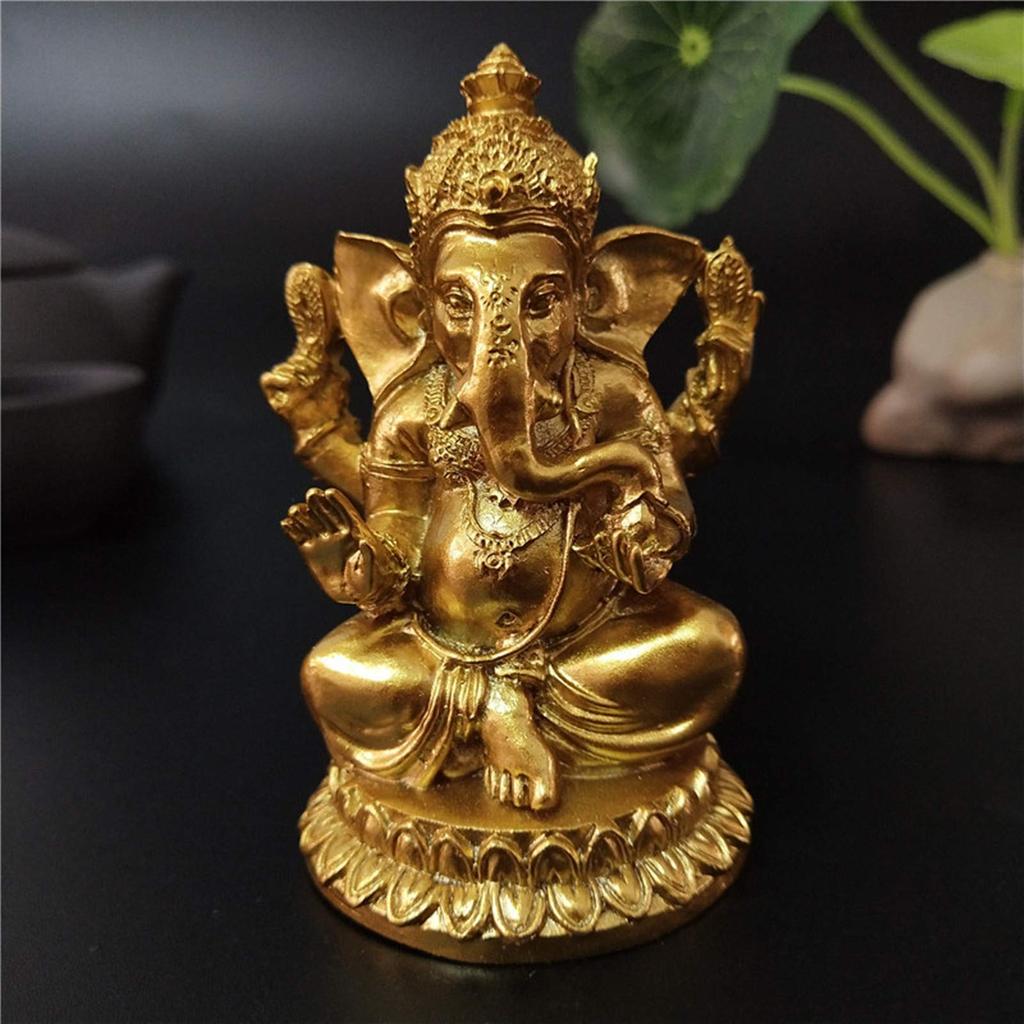 Ganesha God Indian God Gold Ganesha Elephant Object Interior Good Luck Money Luck Increase Business Prosperity Feng Shui Goods (B)