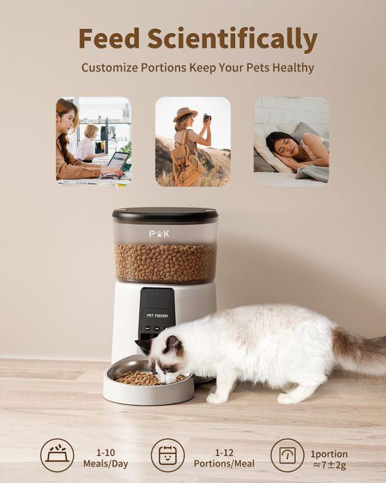4L WIFI Automatic Food Dispenser Dry Food Dispenser for Cats and Dogs White