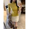 Korean Chic Elegant Half-High Neck Slim Fit Mid-Sleeve Knit Top for Women - 2026 New Arrival