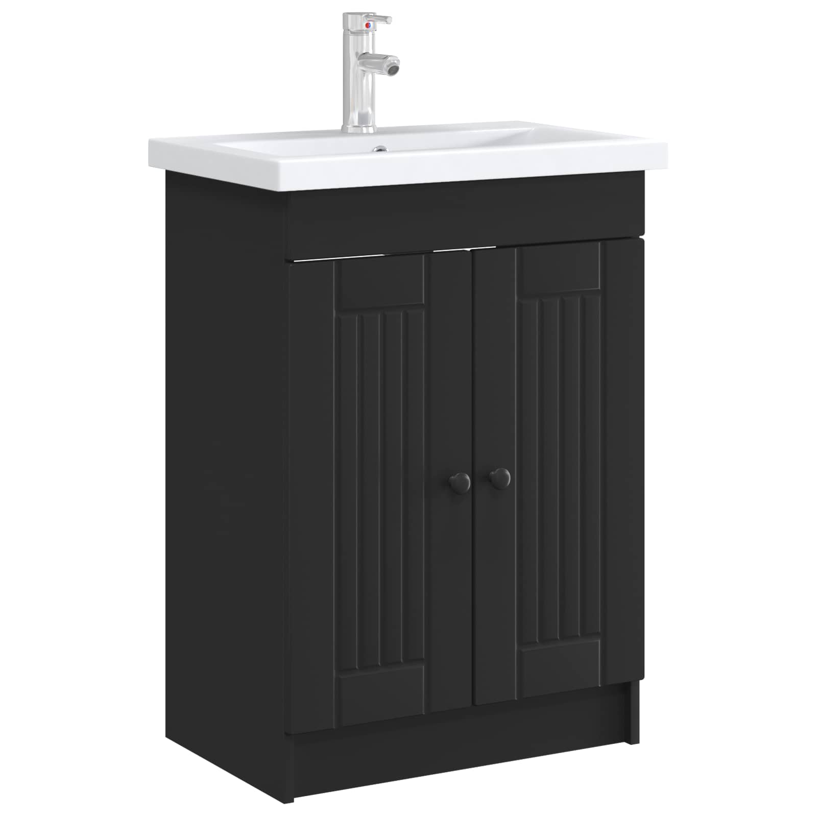Badezimmer Unterschrank Schwarz 56 x 37,5 x 81 cm