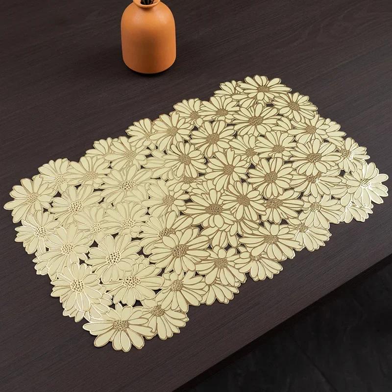 PVC Blumen Platzset Bunter Floraler Untersetzer Hitzebeständige Matte Hochzeitsfeier Deko Heimküche Esstisch Dekoration