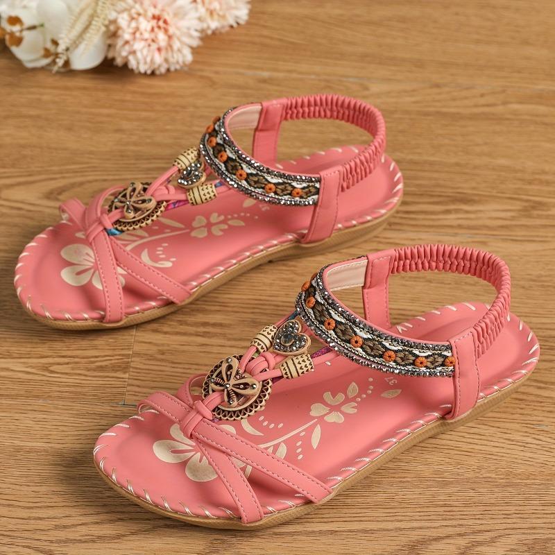 Bow, New Women's Shoes Flat-bottomed Handmade Beaded Rhinestone Sandals, Wearing Beach Little White Shoes Women